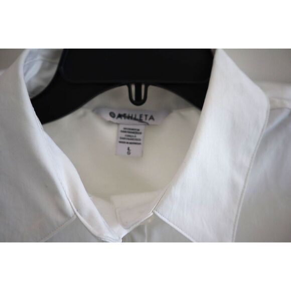 Athleta 882549-01 Women's Sz L White Oversized L/S Button-Up Poplin Top Blouse - Picture 3 of 13